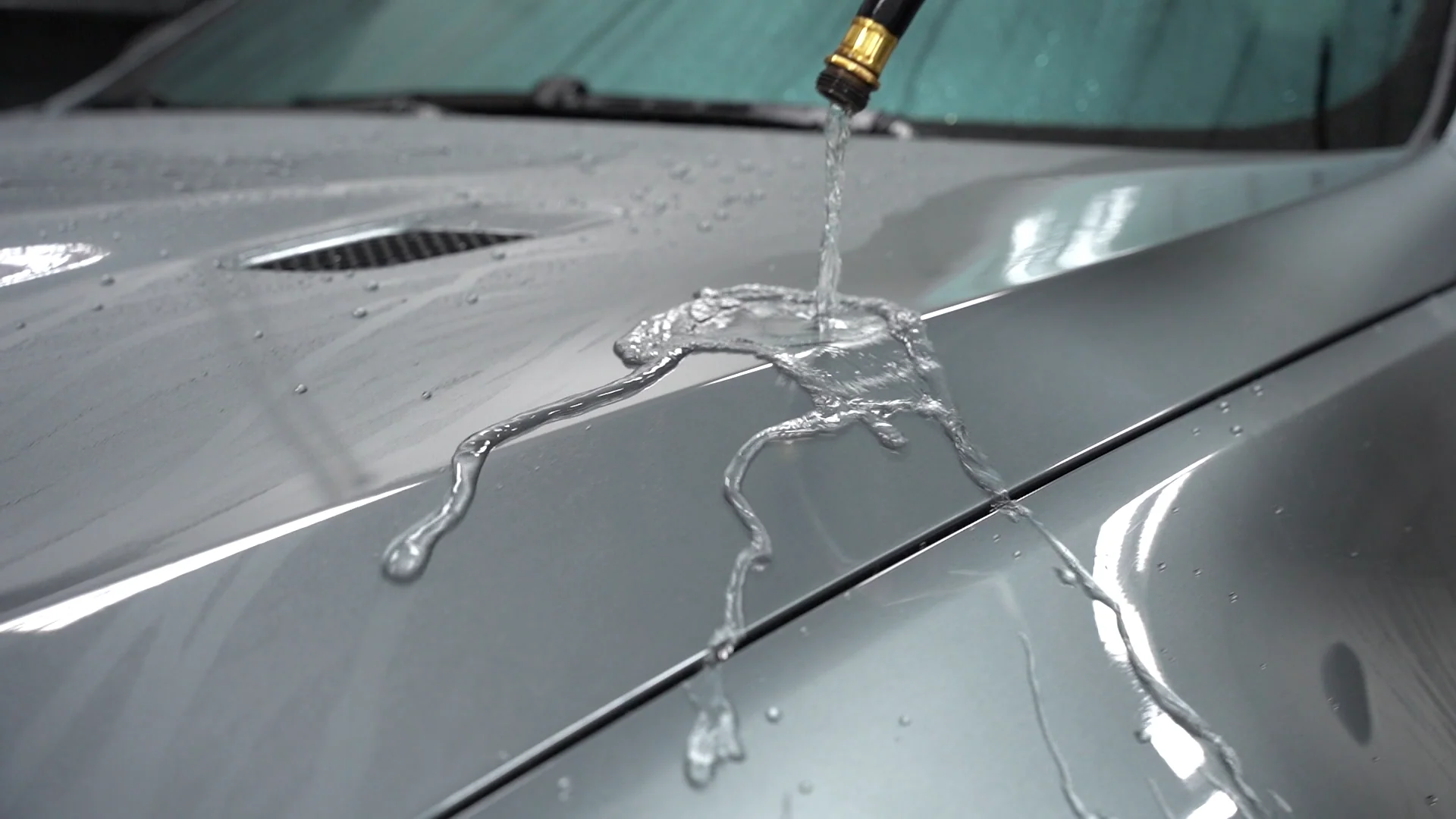Water beading off freshly waxed paint